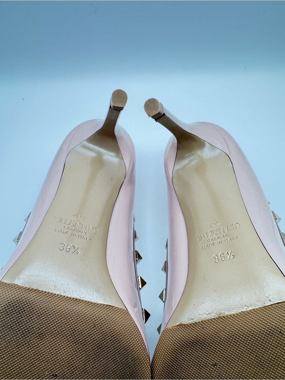 Valentino Garavani Rockstud Pumps Nude Pink Patent Leather Heels EU 36.5 - Picture 8 of 10